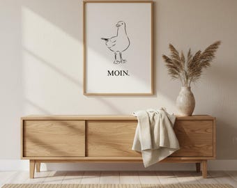 MOIN Mowe Geschenk für Nordseeliebhaber Küstenhaus Dekor für Strandhaus Skandinavische Wandkunst Minimalistischer Ozean Typografiedruck