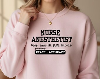 Personalized Nurse Anesthetist Sweatshirt CRNA Appreciation Gift Nurse Anesthetist Gift Graduation Gift Future Anesthetist Crewneck BLK