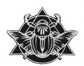 Mystique Scarab Beetle Large Black and White Iron On Embroidered Patch