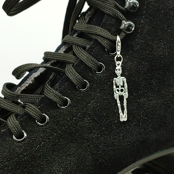 Silver Skeleton Skate Charm - Shoe Charm, Zipper Pull, Bag Charm