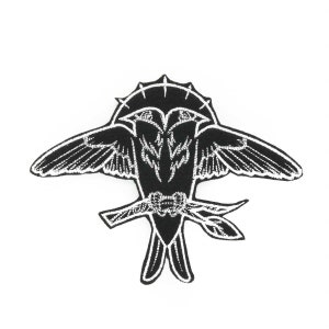 Mystique Two-Headed Bird Large Black and White Iron On Embroidered Patch