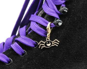 Cute Spider Gold Enamel Skate Charm - Shoe Charm, Zipper Pull, Bag Charm