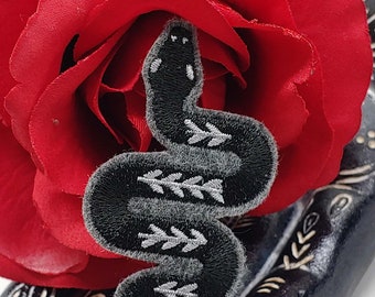 Black and Gray Snake Iron On Embroidered Patch