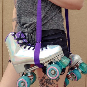 Dark Purple Skate Leash with D Rings - Adjustable -  Yoga Mat Strap - Skateboard Sling