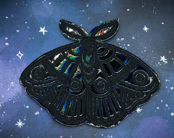 Dark Moth Black Holographic Vinyl Embroidered Patch