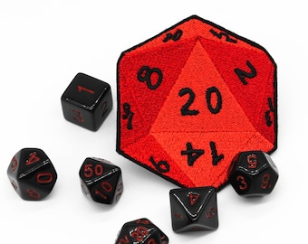 D20 Dice 20 Sided Die Gestickter Aufnäher zum Aufbügeln
