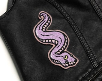 Lavender Snake Iron-On Embroidered Patch