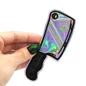 Holographischer Silberner Fleischerbeil-Aufnäher zum Aufbügeln