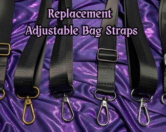 Replacement Adjustable Crossbody Bag Strap - Black Nylon Purse Strap with Your Choice of Hardware