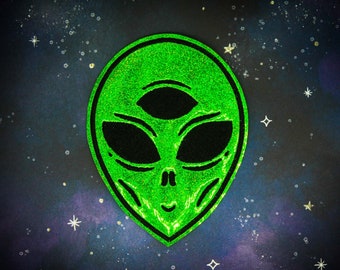 3rd Eye Alien Green Holographic Embroidered Patch