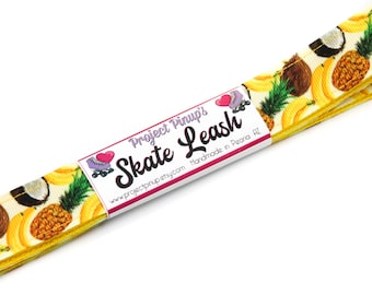 Pina Colada Fruit Yellow Roller Skate Leash with D Rings - Adjustable - Yoga Mat Strap - Skateboard Sling
