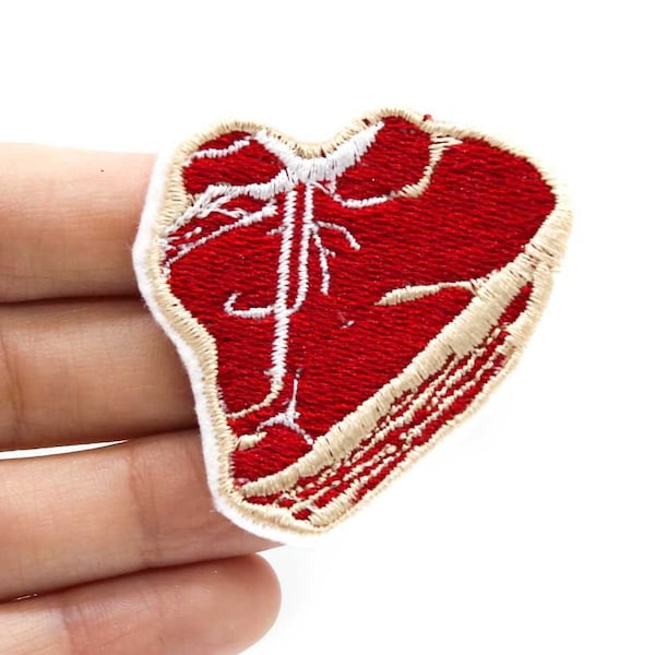 Opstrijkbare geborduurde patch kleine T-Bone Steak