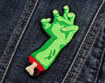 Zombie Hand Embroidered Patch with Iron on Adhesive