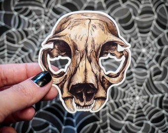 Cat Skull Sticker - Vinyl, Machine Die Cut & Water Resistant