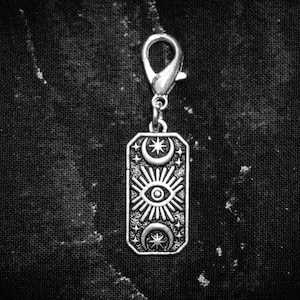 Evil Eye and Crescent Moons Clip On Charm - Skate Shoe Charm, Zipper Pull, Bag Charm, Stitch Marker