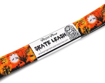 Haunted House Orange and Black Skate Leash with D Rings - Adjustable -  Yoga Mat Strap - Skateboard Sling