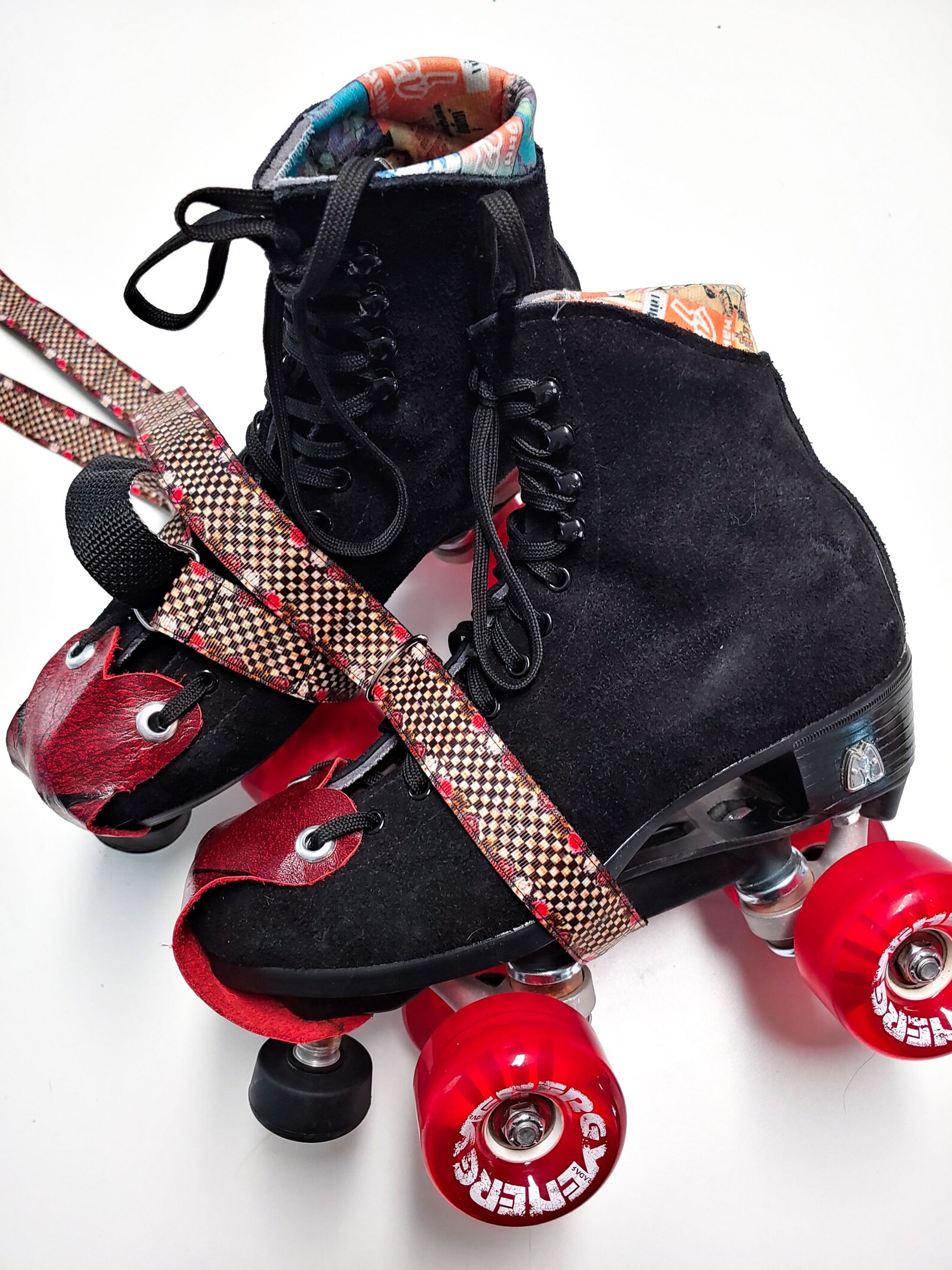 Roses and Checkers Black Roller Skate Leash With D Rings Etsy