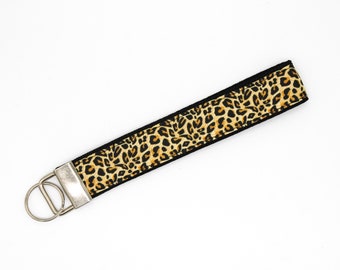 Leopard Print Keychain Key Fob Wristlet