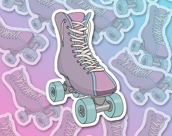 Pastel Roller Skate Sticker - Vinyl, Machine Die Cut & Waterproof