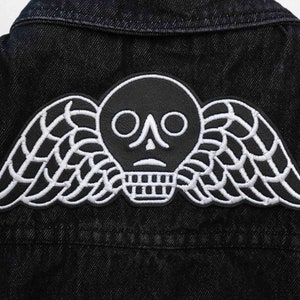 Memento Mori Faux Leather Embroidered Iron on Patch