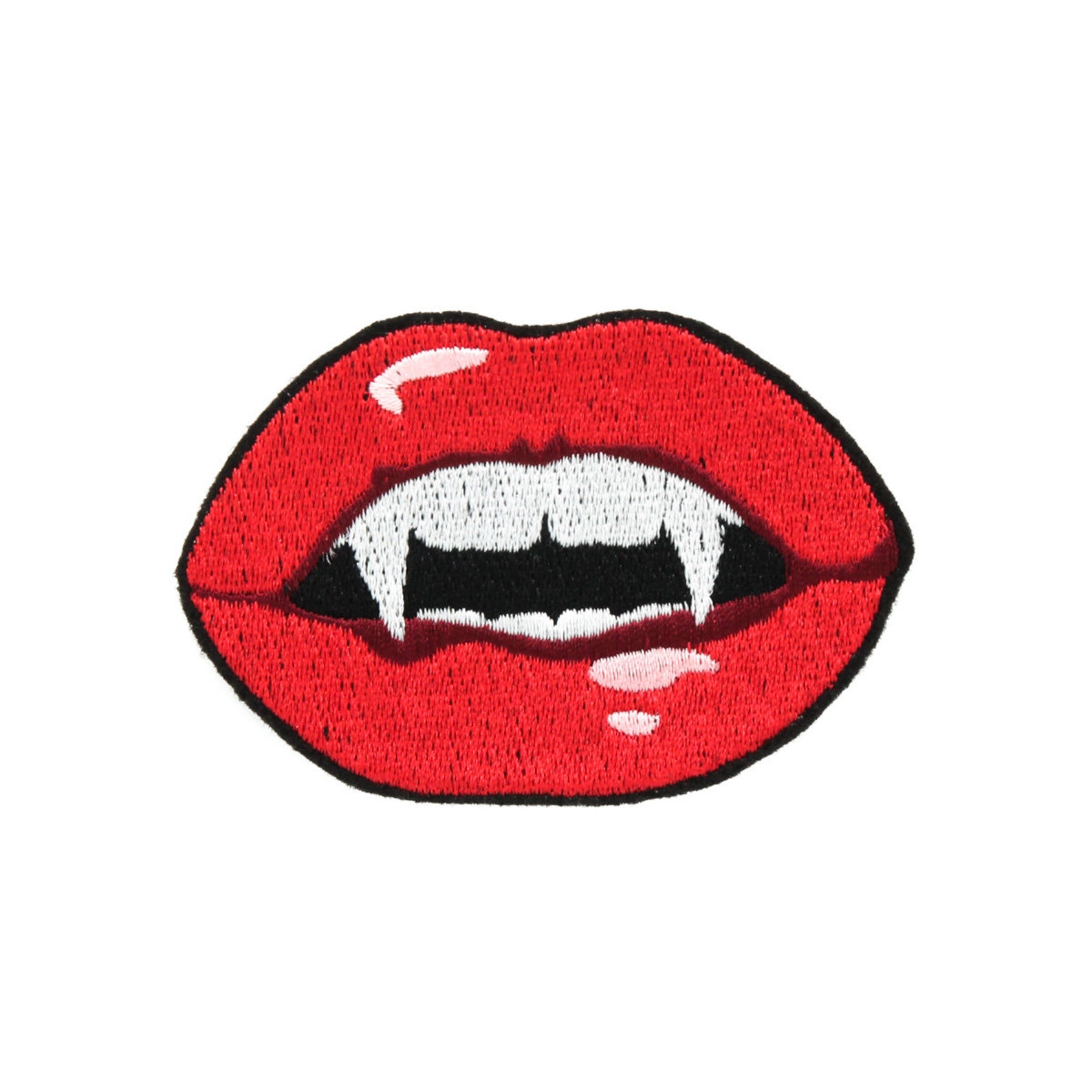 Vampire Kiss Iron On Embroidered Patch Red and Black Etsy