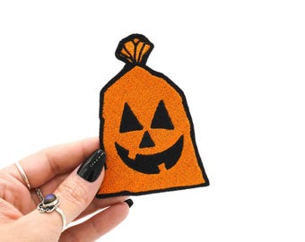 Parche termoadhesivo bordado con forma de calabaza