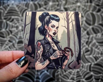 Alt Girl with her Snake Sticker - Vinyl, Machine Die Cut & Water Resistant