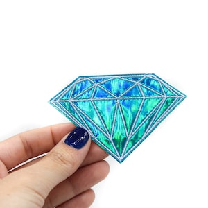 Blue Diamond Holographic Embroidered Patch