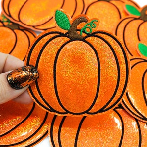 Orange Holographic Pumpkin Embroidered Iron on Patch
