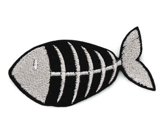 Fish Bones Embroidered Iron on Patch
