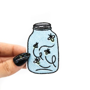 Fireflies in Jar Glow in the Dark Embroidered Iron on Patch