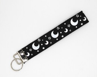 Black Holo Moons Keychain Key Fob Wristlet