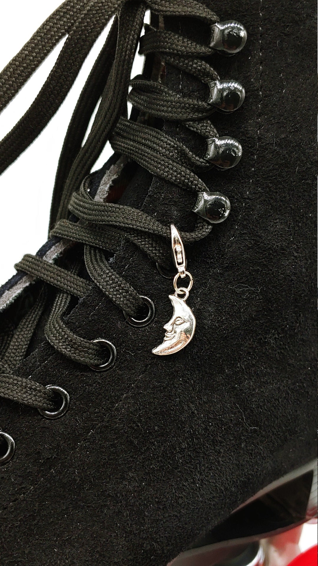Silver Crescent Moon Skate Charm - Shoe Charm, Zipper Pull