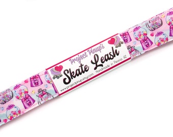 Bubblegum Machine Pink Roller Skate Leash with D Rings - Adjustable - Yoga Mat Strap - Skateboard Sling