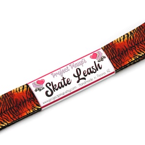 Orange Tiger Stripes Black Roller Skate Leash with D Rings - Adjustable -  Yoga Mat Strap - Skateboard Sling