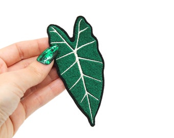 Alocasia Leaf Plant Embroidered Patch - Iron on Adhesive Included