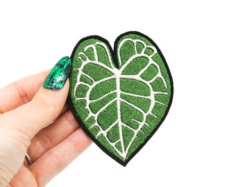 Anthurium Leaf Plant Embroidered Patch - Iron on Adhesive Included