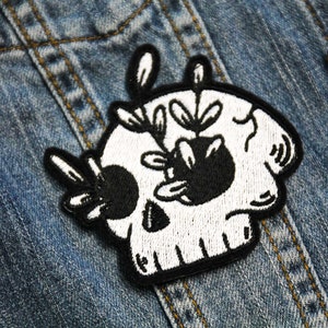 Death Garden Skull Embroidered Iron on Patch