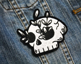 Death Garden Skull Embroidered Iron on Patch