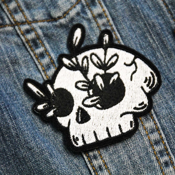 Death Garden Skull Embroidered Iron on Patch