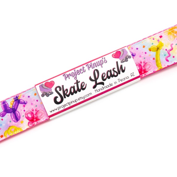 Animal Balloons Hot Pink Roller Skate Leash with D Rings - Adjustable - Yoga Mat Strap - Skateboard Sling