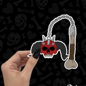 Demon Skull Flail Vinyl Sticker