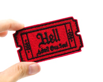 Hell Admit One Soul 666 Gothic Iron On Embroidered Patch