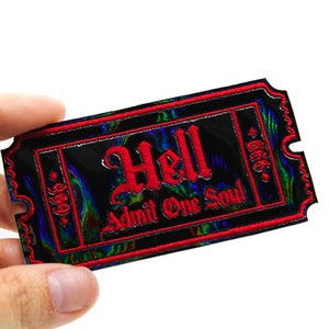 Black Holo Hell Admit One Soul 666 Gothic Aufnäher zum Aufbügeln