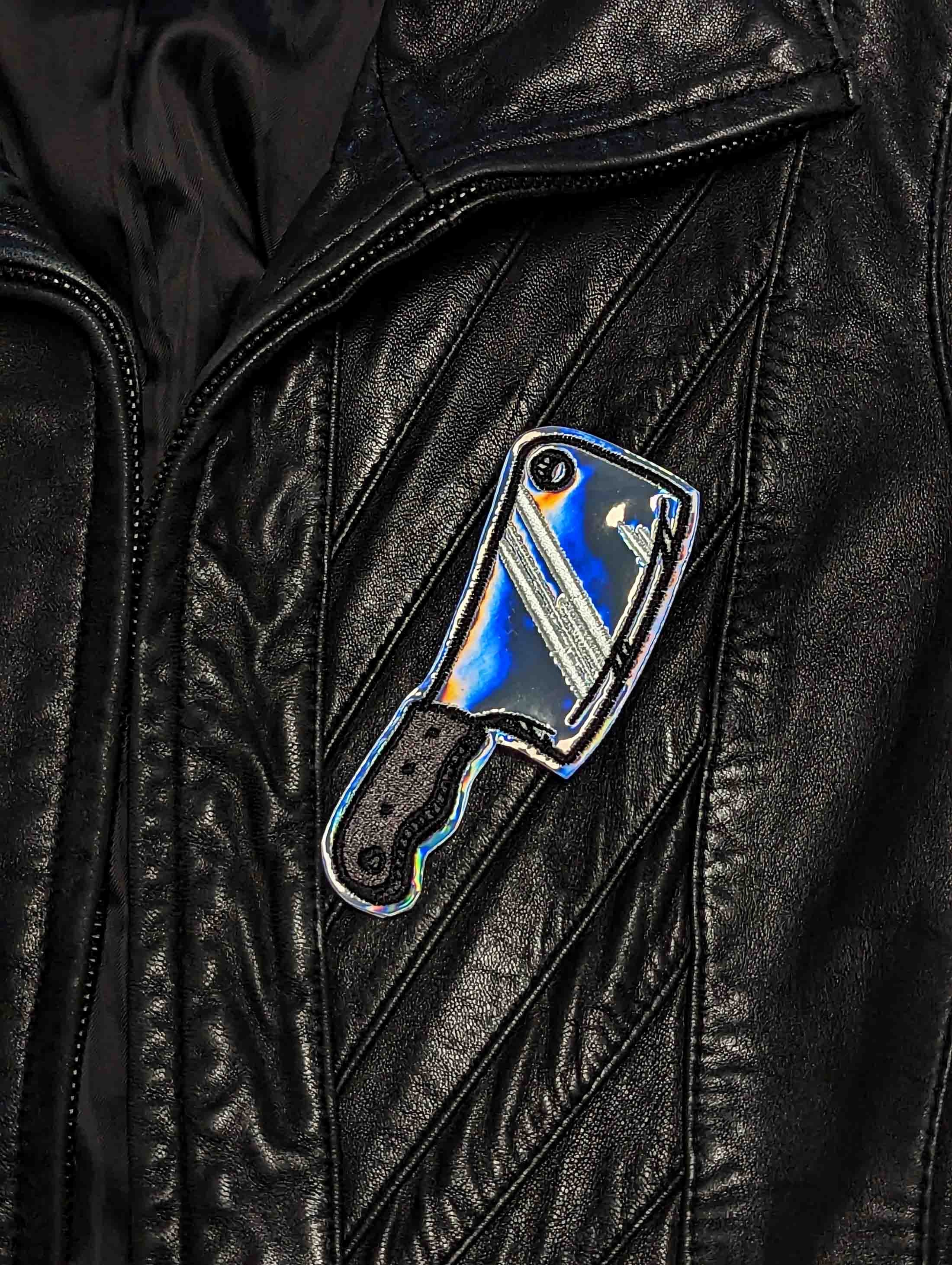 Holographic Silver Meat Cleaver Embroidered Iron-on Patch - Etsy