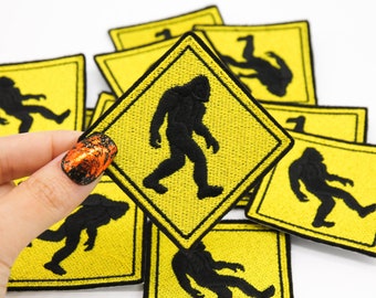 Bigfoot Crossing Sign Embroidered Iron On Patch