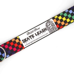 Rainbow Checkered Black Adjustable Roller Skate Leash