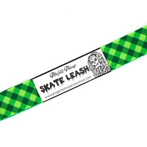 Green Plaid Print Roller Skate Leash with D Rings - Adjustable -  Yoga Mat Strap - Skateboard Sling