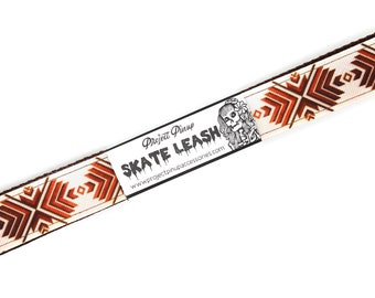 Beige and Brown South Western Geometric Print Roller Skate Leash with D Rings - Adjustable -  Yoga Mat Strap - Skateboard Sling