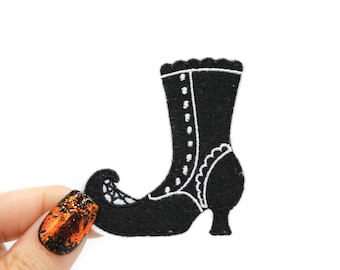 Witch Boot Embroidered Iron On Patch